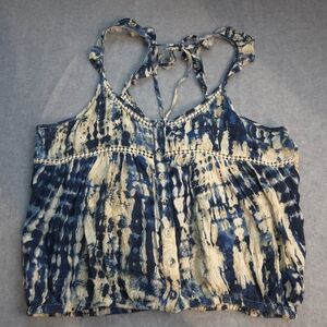 American Rag Navy and Cream Crop Tank Size Small